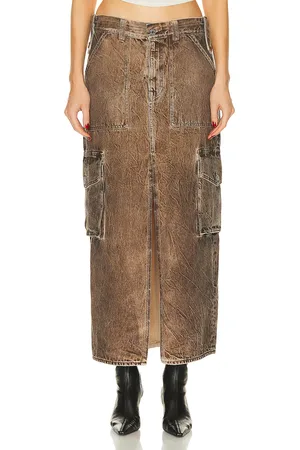 GRLFRND Raquel Cargo Skirt in - Brown. Size 24 (also in ).