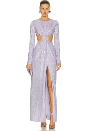 AREA Crystal Embellished Front Knot Gown in - Lavender. Size L (also in XS).