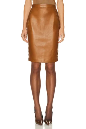 Saint Laurent Leather Skirt in - Cognac. Size 36 (also in 38).