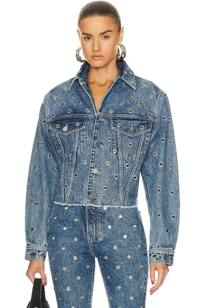 Alaïa Eyelet Jacket in - Blue. Size 42 (also in ).