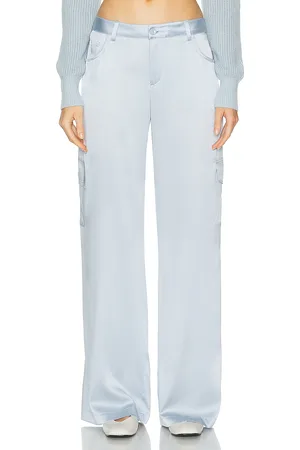 SABLYN Ronan Wide Leg Silk Cargo Pant in - Baby Blue. Size L (also in ).