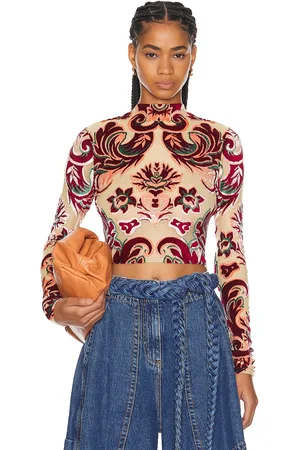 Etro Long Sleeve Crop Top in - Cream. Size 38 (also in 40, 42).