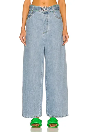 Bottega Veneta Light Bleached Belted Trouser in - Denim-Light. Size 36 (also in 40).