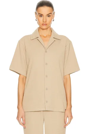WAO Ribbed Knit Camp Shirt in - Brown. Size S (also in ).