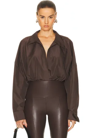 Norma Kamali Super Oversized Boyfriend Shirt Bodysuit in - . Size L (also in M, S, XL, XS).