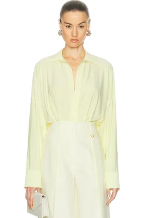 Norma Kamali Super Oversized Boyfriend Nk Shirt Bodysuit in - Yellow. Size M (also in S).