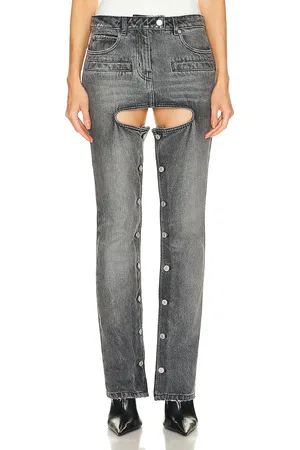 Courrèges Chaps Black Denim Pant in - Grey. Size 34 (also in 36, 38).