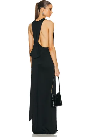 Saint Laurent Satin Maxi Dress in - Black. Size 40 (also in 42).