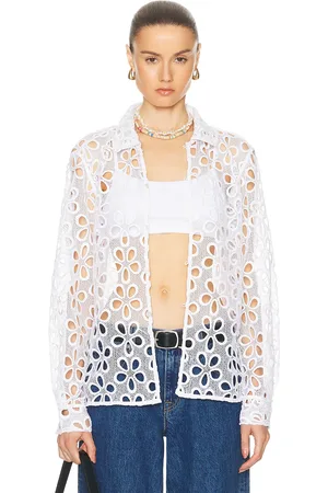 BODE Primrose Lace Long Sleeve Shirt in - Nude. Size S (also in ).