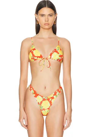 Heavy Manners Triangle Front Tie Bikini Top in - Red. Size XL (also in ).