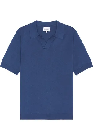 Norse projects Leif Cotton Linen Polo in - Blue. Size L (also in ).
