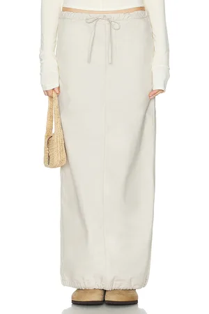 Helsa Workwear Drawcord Maxi Skirt in - Beige. Size XS (also in XXS).