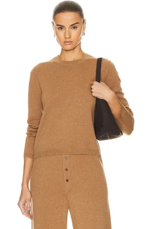 Guest In Residence Shrunken Crew Cashmere Sweater in - Brown. Size L (also in M, S, XL, XS).