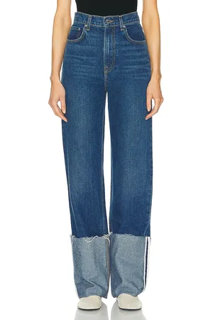GRLFRND Sienna High Rise Big Cuff Jean in - Denim-Dark. Size 28 (also in ).