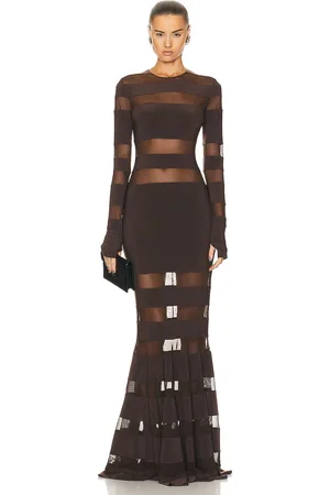 Norma Kamali Spliced Dress Fishtail Gown in - Brown. Size L (also in M, S, XL, XS).