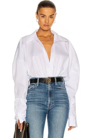 Norma Kamali Oversized Boyfriend Shirt Bodysuit in - . Size L (also in M, S, XL, XS).