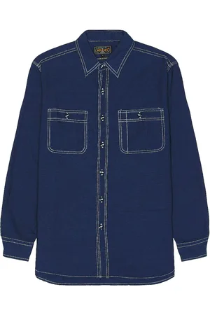 Beams Work Chambray Shirt in - Denim-Dark. Size S (also in ).