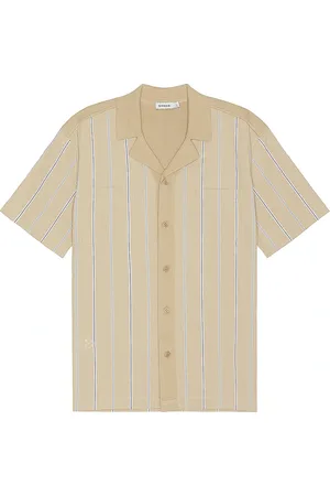 Simkhai Justin Yarn Dye Stripe Shirt in - Brown. Size M (also in ).