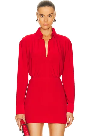 Norma Kamali Collar Stand Shirt in - Red. Size M (also in S, XS).