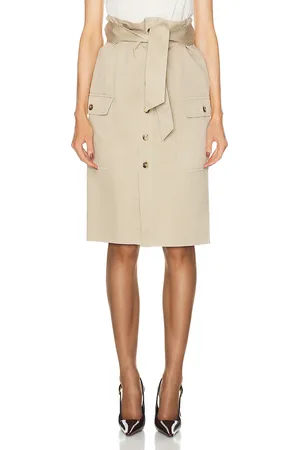 Saint Laurent Button Front Skirt in - Tan. Size 25 (also in 26, 27).