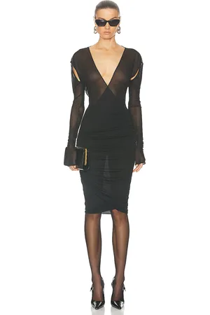 Saint Laurent Jersey Long Sleeve Dress in - Black. Size 38 (also in 40, 42).