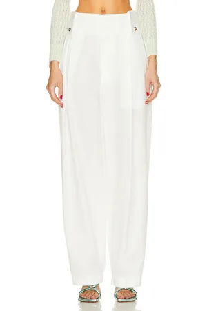 Bottega Veneta Pleated Wide Leg Trouser in - White. Size 40 (also in ).