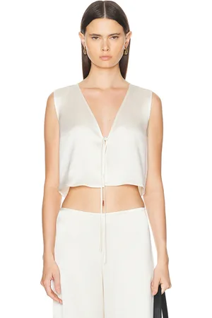 Leset Barb Tie Top in - Cream. Size L (also in M).