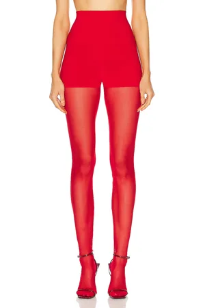 Norma Kamali Legging W/ Mesh Bottom Footsie in - Red. Size S (also in ).