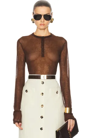Saint Laurent Long Sleeve Top in - Brown. Size S (also in XS).