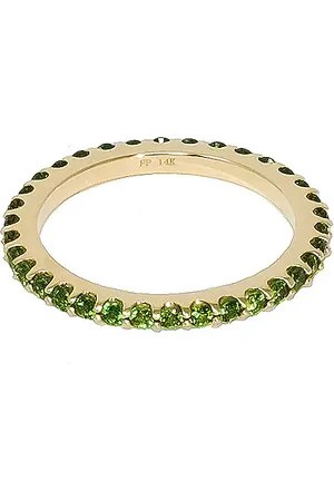 Fry Powers Pave Gem Stacking Ring in - Green. Size 7 (also in ).