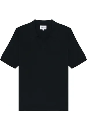 Norse projects Leif Cotton Linen Polo in - Black. Size S (also in ).