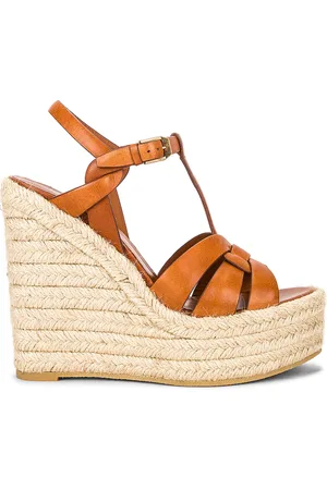 Saint Laurent Tribute Espadrille Wedge Sandals in - Black. Size 37 (also in 36.5, 38.5, 39, 40.5, 41).