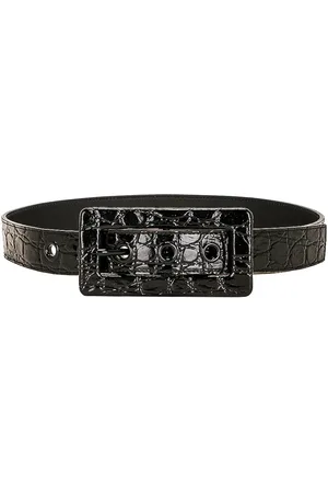 Saint Laurent Embossed Leather Belt in - Black. Size 70 (also in 75, 80, 85, 90).