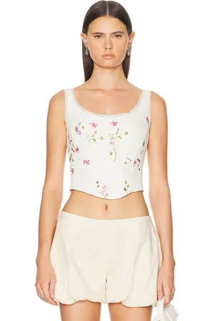 LOVESHACKFANCY Rhapsody Bustier Top in - White. Size 2 (also in ).