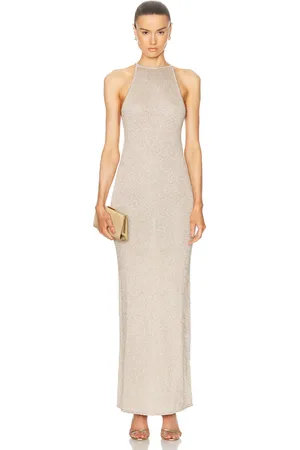 LPA Josi Maxi Dress in - Metallic Neutral. Size L (also in M, S, XL, XS).