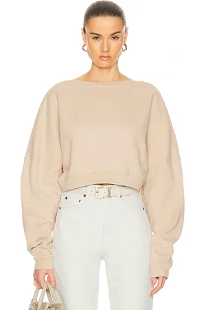 Saint Laurent Cropped Sweatshirt in - Beige. Size L (also in S, XS).