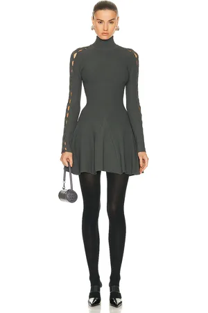 Alaïa Long Sleeve Turtlneck Dress in - Grey. Size 42 (also in ).