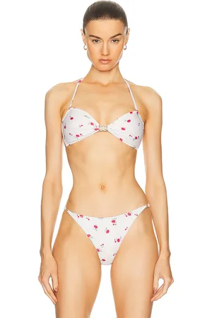 Ganni Bandeau Bikini Top in - Cream. Size 38 (also in ).
