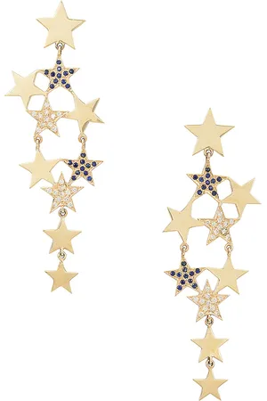 Siena Jewelry Star Earring in 14k Yellow Gold Diamond & Sapphire - Metallic Gold. Size all.