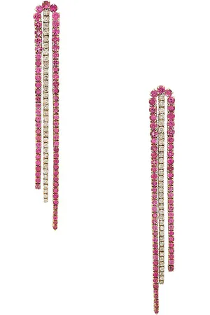 Siena Jewelry Earrings in 14k Yellow Gold Diamond & Pink Spinel - Metallic Gold. Size all.