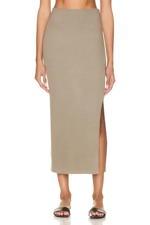 ENZA COSTA Stretch Silk Knit Essential Skirt in - Olive. Size M (also in ).