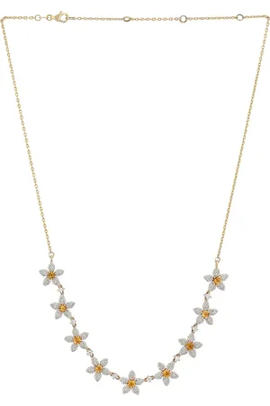 Siena Jewelry Flower Necklace in 14k Yellow Gold Diamond & Citrine - Metallic Gold. Size all.