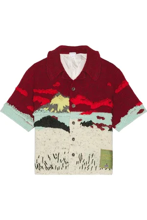 Bottega Veneta Embroidered Intarsio Shirt in Apple Candy-dove in - Red. Size L (also in ).