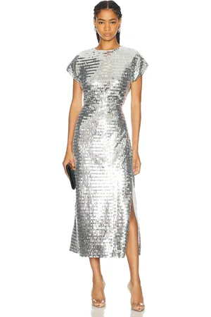SIMON MILLER Argan Sequin Dress in - Metallic Silver. Size XS (also in ).