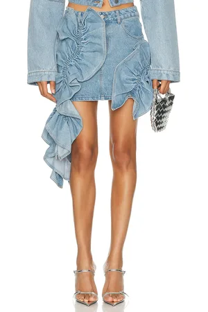AKNVAS Rivington Ruffle Skirt in - Denim-Medium. Size 2 (also in ).