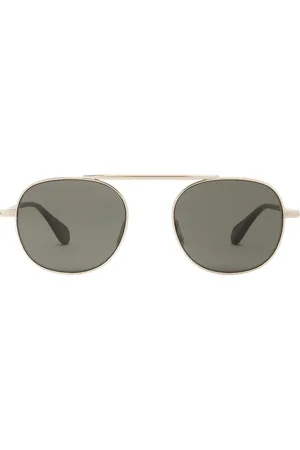 GARRETT LEIGHT Van Buren II Sun Sunglasses in Silver-Sea Grey/ Flat Pure Blue Smoke - Grey. Size all.