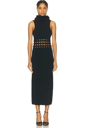 Alaïa Hooded Highneck Dress in - Black. Size 38 (also in 40).