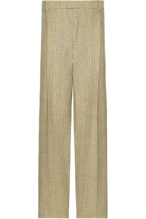Bottega Veneta Distorted Prince Of Wales Trousers in Beige Yellow & Blue - Nude. Size 52 (also in ).