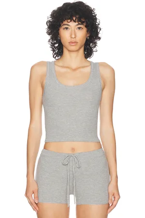 ÉTERNE Square Neck Tank Top in - Grey. Size L (also in M, S, XL, XS).