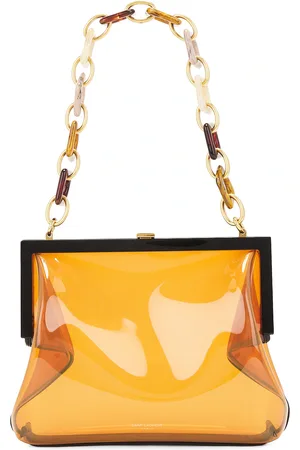 Saint Laurent New Vinyle Shoulder Bag in Flame Orange Multicolor & Black - Orange. Size all.